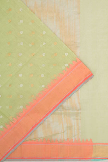 Ponduru Handspun Cotton Butta Green Saree