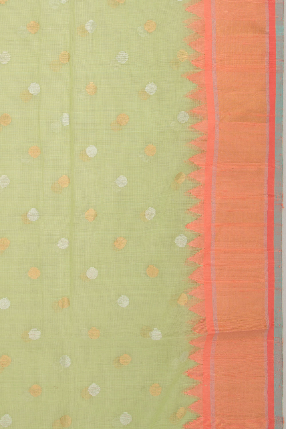 Ponduru Handspun Cotton Butta Green Saree