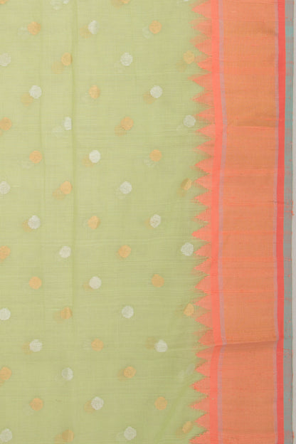 Ponduru Handspun Cotton Butta Green Saree