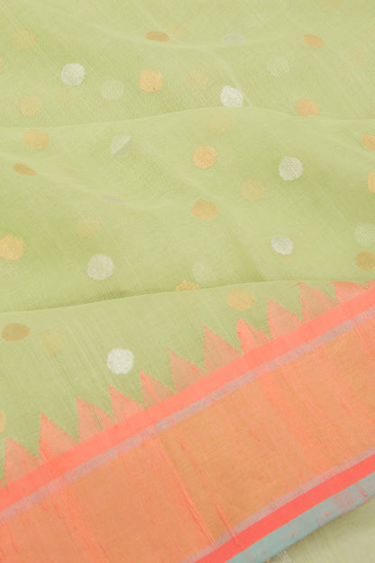Ponduru Handspun Cotton Butta Green Saree
