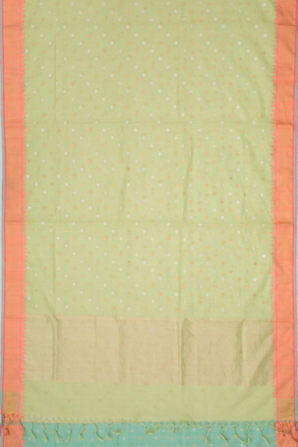 Ponduru Handspun Cotton Butta Green Saree