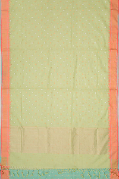 Ponduru Handspun Cotton Butta Green Saree