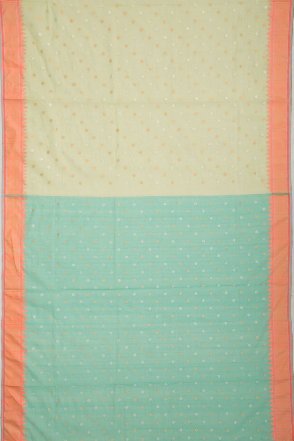 Ponduru Handspun Cotton Butta Green Saree