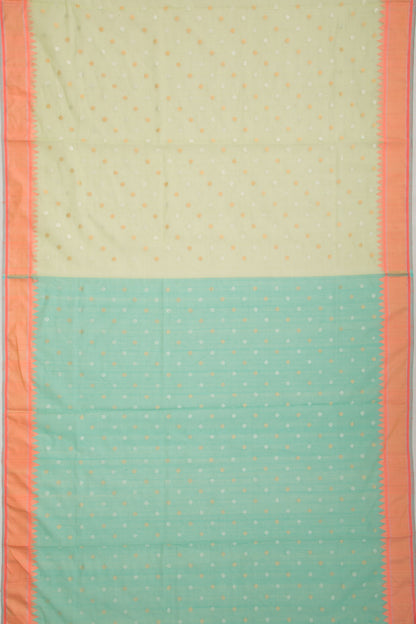 Ponduru Handspun Cotton Butta Green Saree