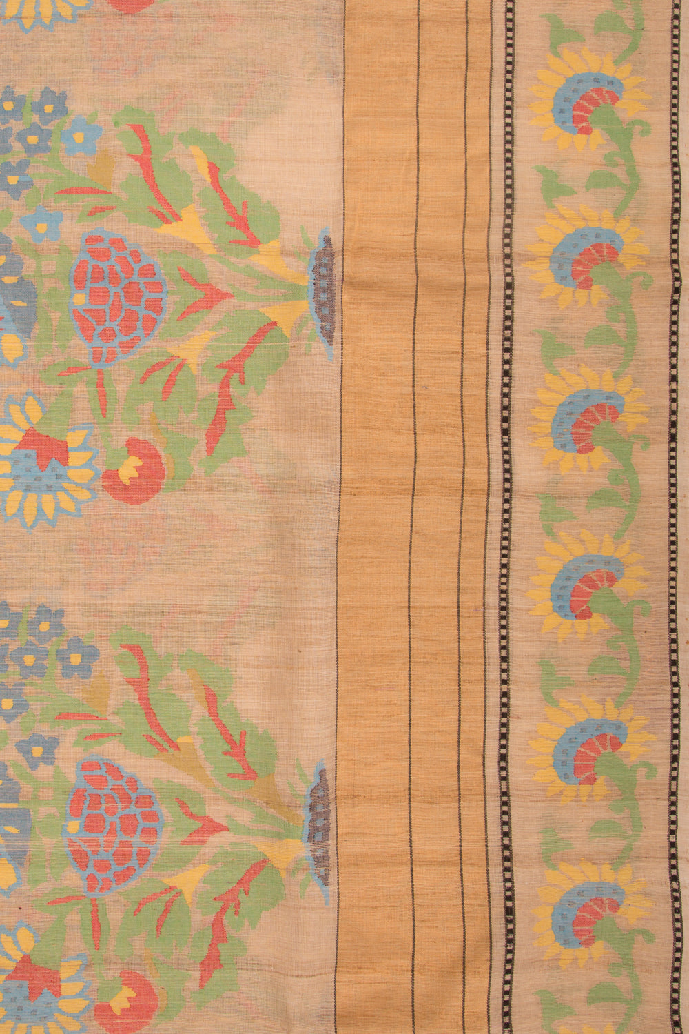 Tussar Half And Half Cream Saree