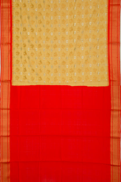 Ponduru Handspun Cotton Checks And Butta Yellow Saree