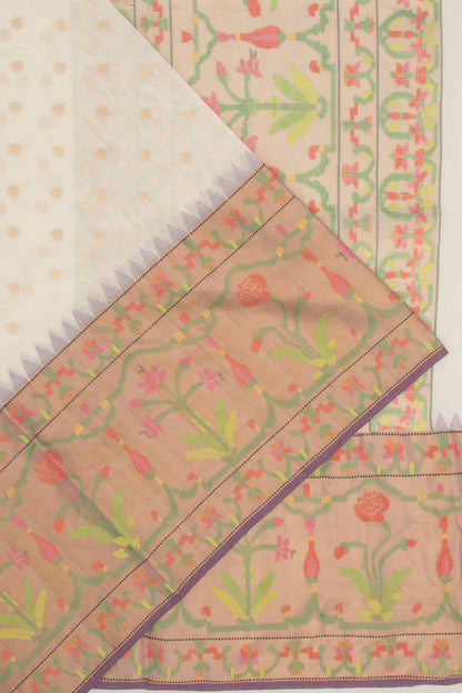 Ponduru Handspun Cotton Butta Off White Saree