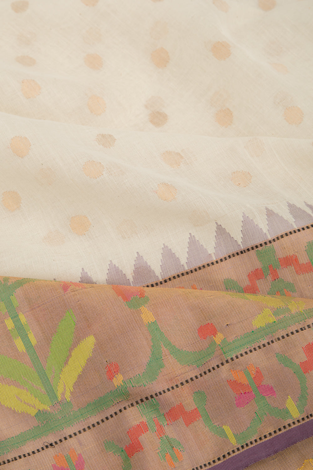 Ponduru Handspun Cotton Butta Off White Saree