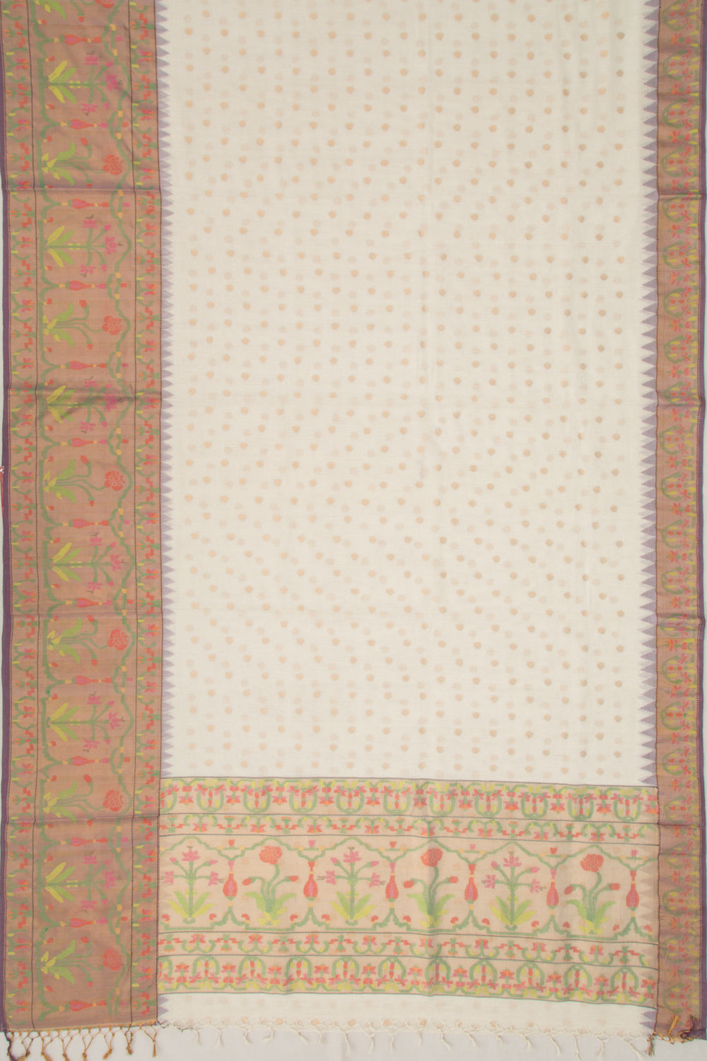 Ponduru Handspun Cotton Butta Off White Saree