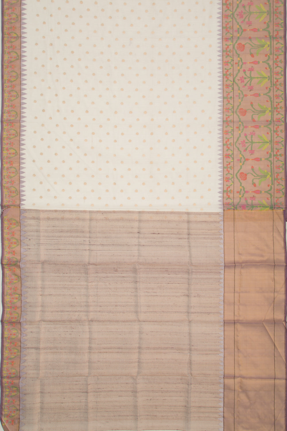 Ponduru Handspun Cotton Butta Off White Saree