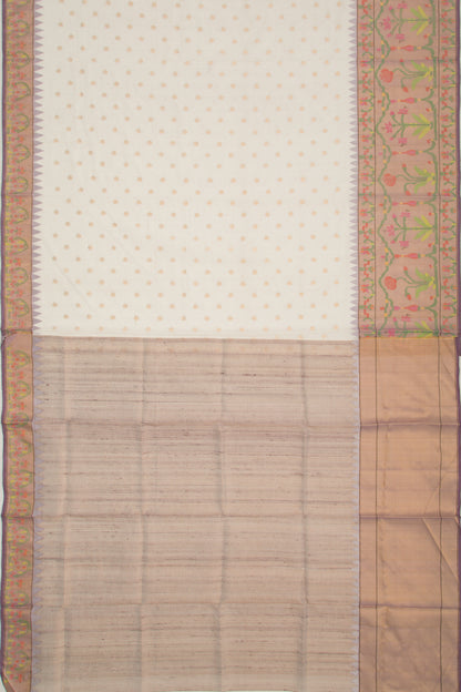 Ponduru Handspun Cotton Butta Off White Saree
