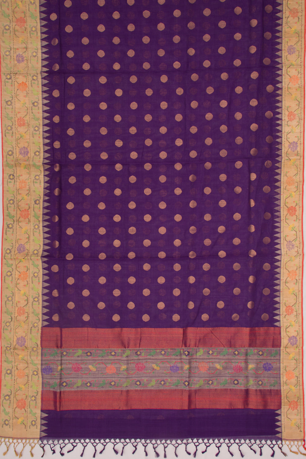 Ponduru Handspun Cotton Butta Violet Saree