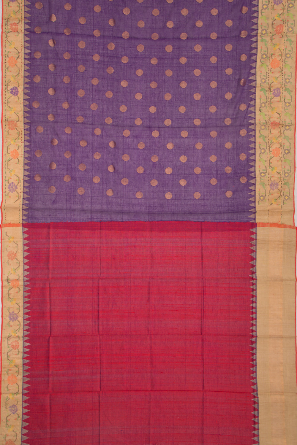 Ponduru Handspun Cotton Butta Violet Saree