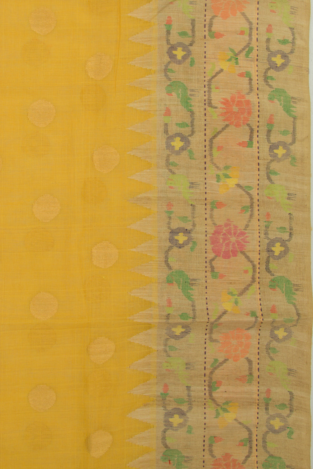 Ponduru Handspun Cotton Butta Yellow Saree
