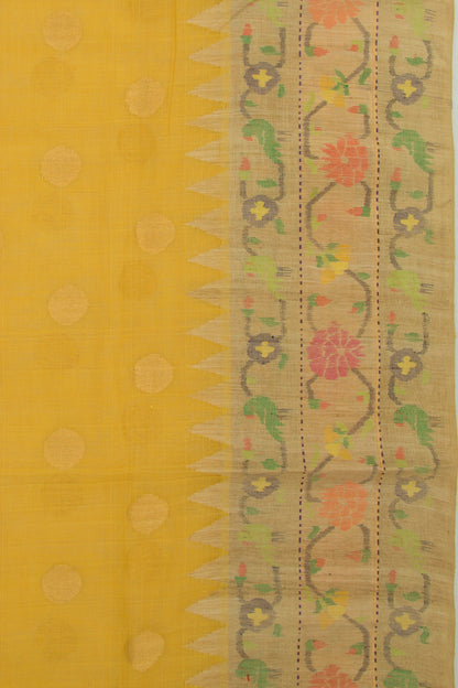 Ponduru Handspun Cotton Butta Yellow Saree