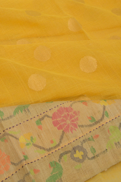 Ponduru Handspun Cotton Butta Yellow Saree