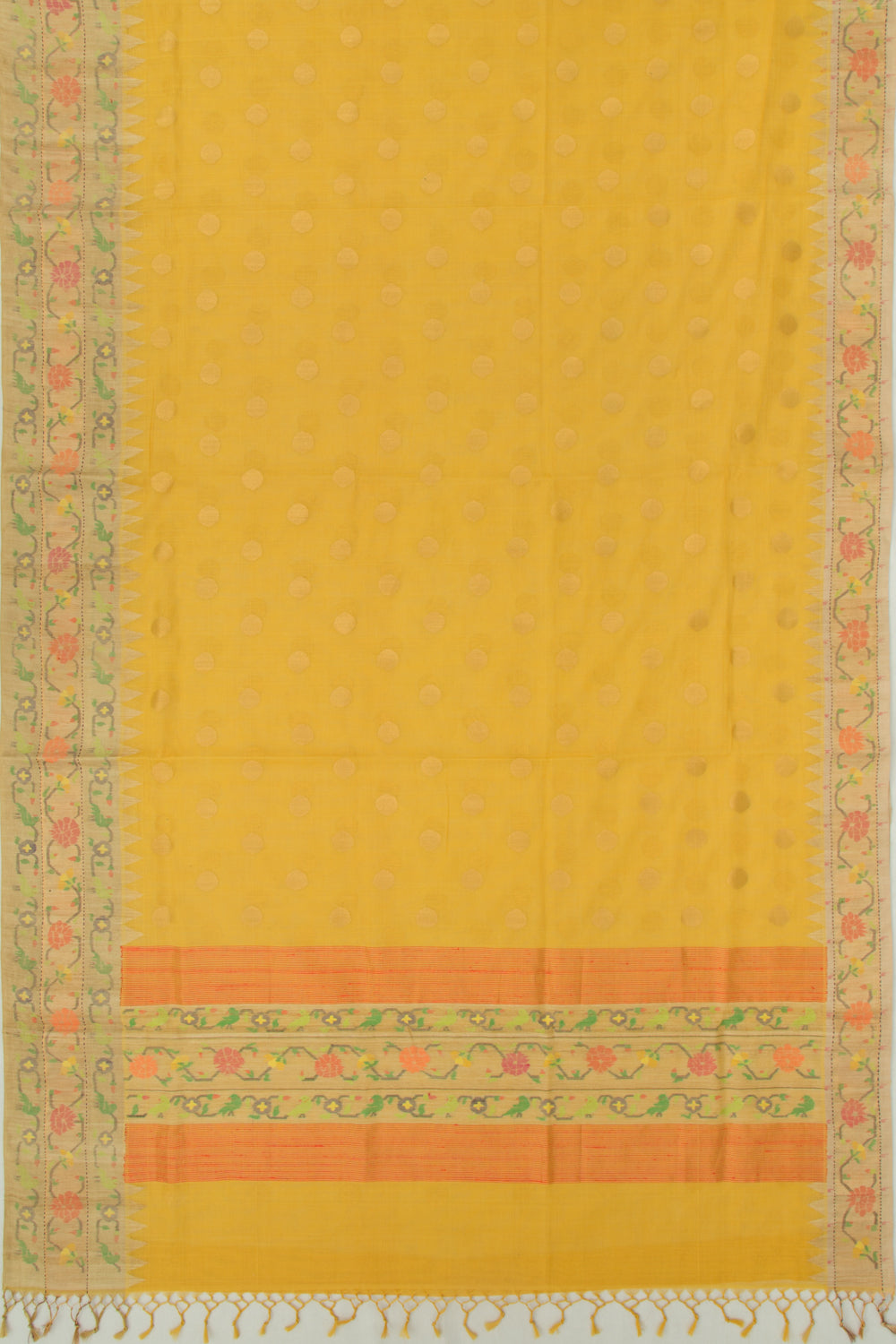 Ponduru Handspun Cotton Butta Yellow Saree