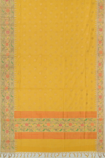 Ponduru Handspun Cotton Butta Yellow Saree