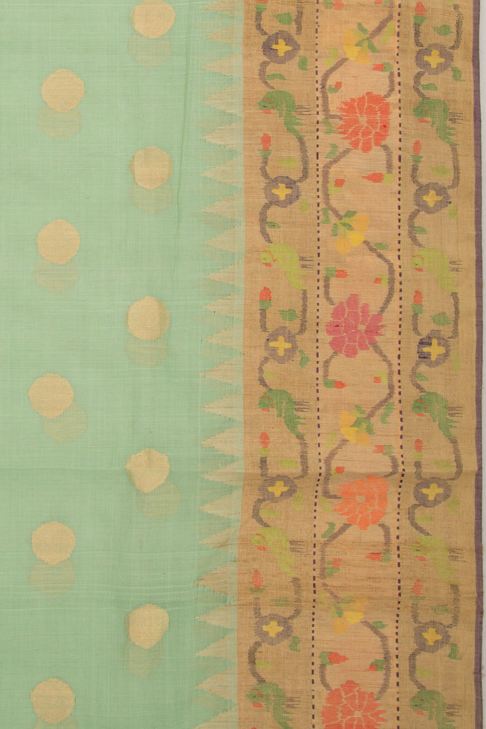 Ponduru Handspun Cotton Butta Green Saree