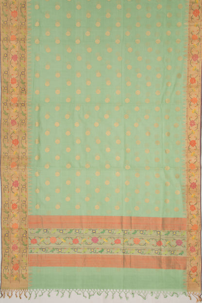 Ponduru Handspun Cotton Butta Green Saree