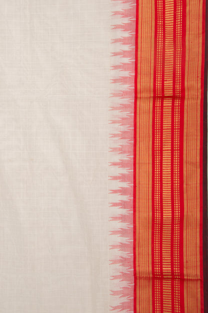 Ponduru Handspun Cotton Checks White Saree