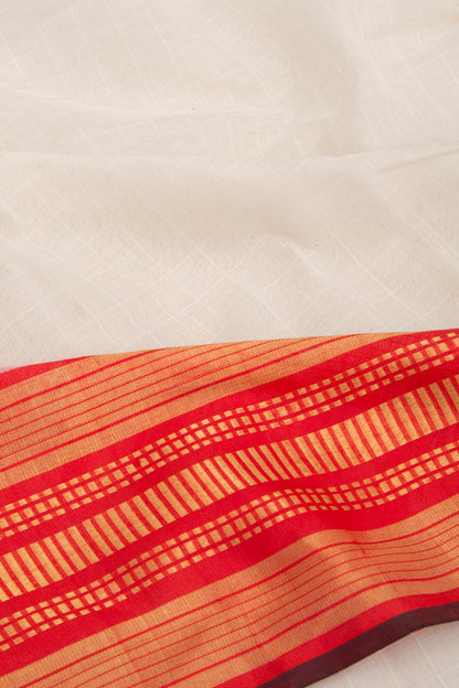 Ponduru Handspun Cotton Checks White Saree