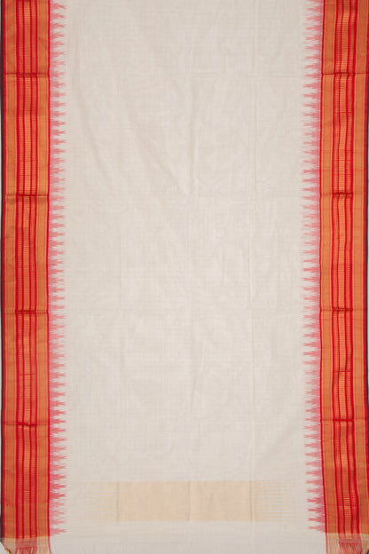 Ponduru Handspun Cotton Checks White Saree