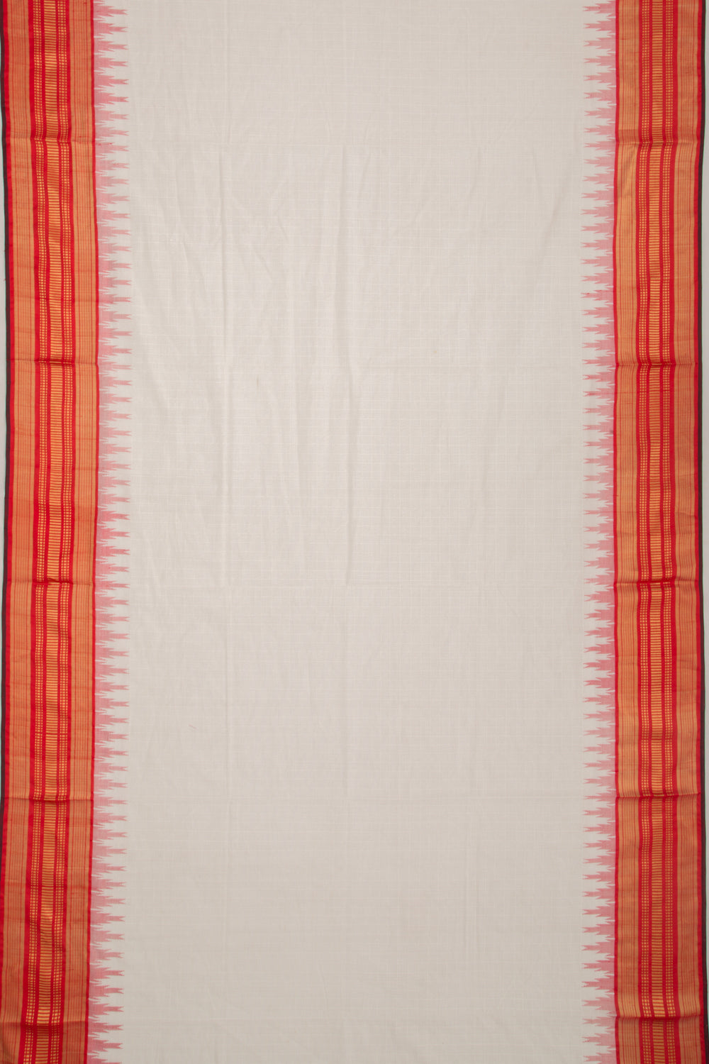 Ponduru Handspun Cotton Checks White Saree