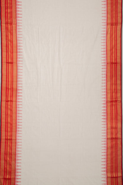 Ponduru Handspun Cotton Checks White Saree