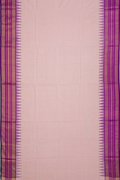 Ponduru Handspun Cotton Checks Baby Pink Saree