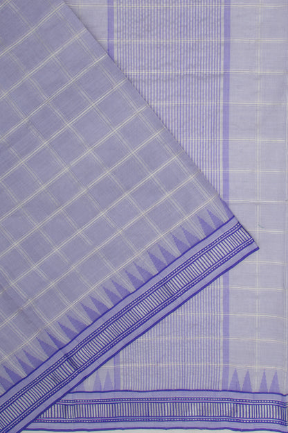 Ponduru Handspun Cotton Checks Pastel Blue Saree