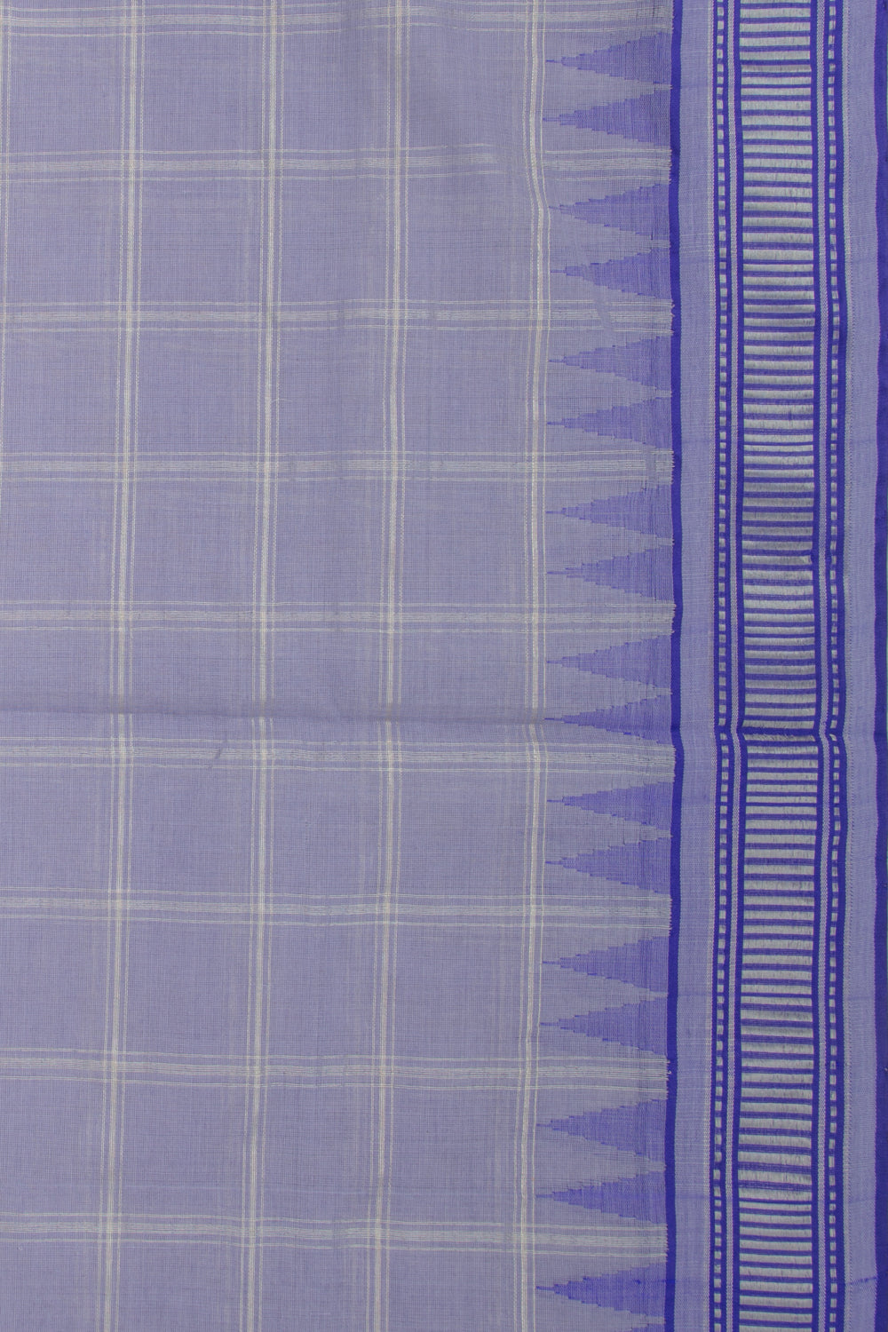 Ponduru Handspun Cotton Checks Pastel Blue Saree