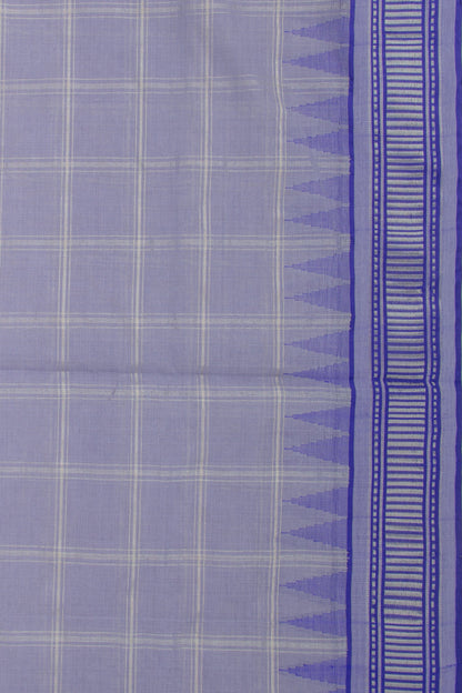 Ponduru Handspun Cotton Checks Pastel Blue Saree