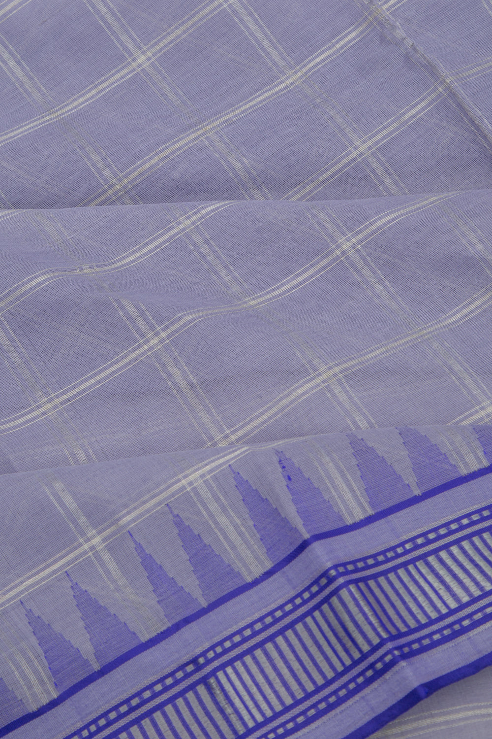 Ponduru Handspun Cotton Checks Pastel Blue Saree