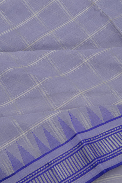 Ponduru Handspun Cotton Checks Pastel Blue Saree