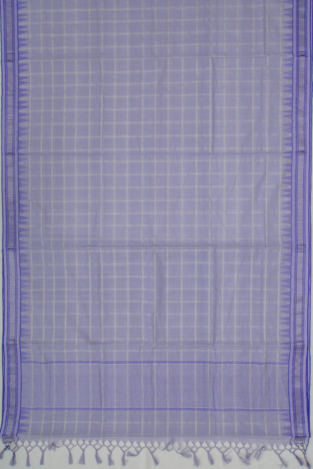 Ponduru Handspun Cotton Checks Pastel Blue Saree