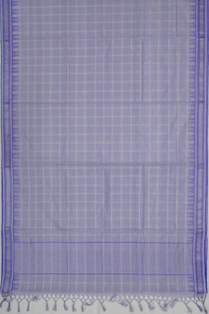 Ponduru Handspun Cotton Checks Pastel Blue Saree