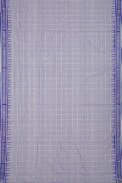 Ponduru Handspun Cotton Checks Pastel Blue Saree