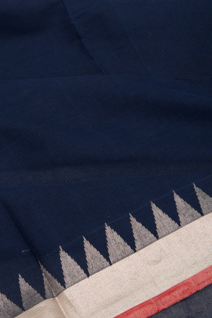 Ponduru Handspun Cotton Jamdani Dark Blue Saree