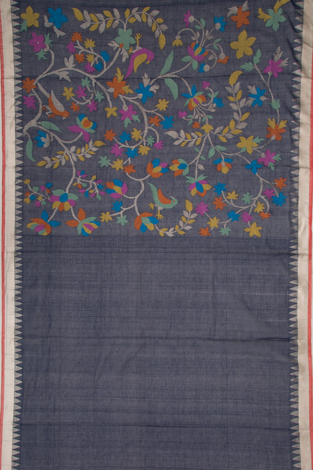 Ponduru Handspun Cotton Jamdani Dark Blue Saree