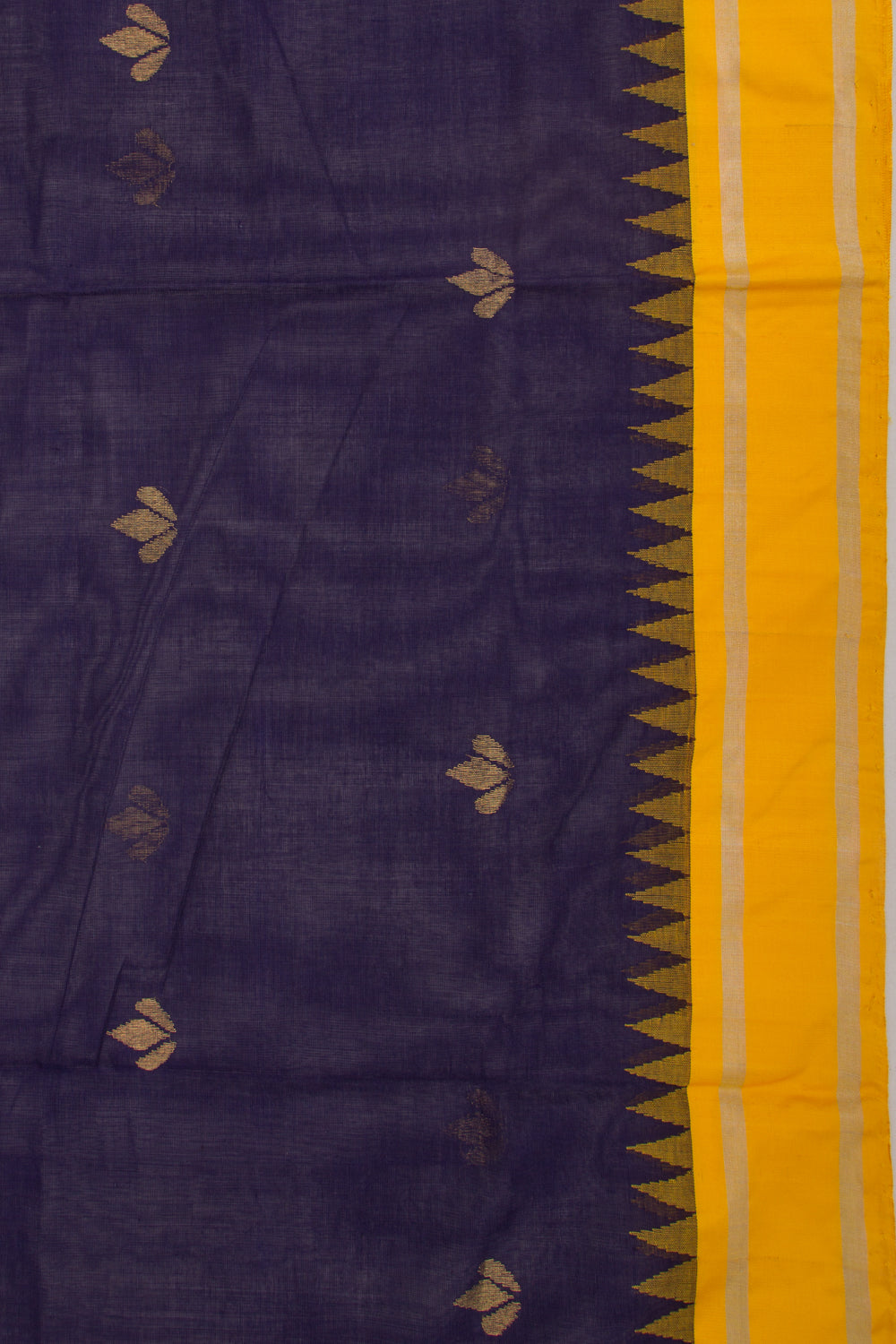 Ponduru Handspun Cotton Butta Blue Saree With Jamdani Pallu