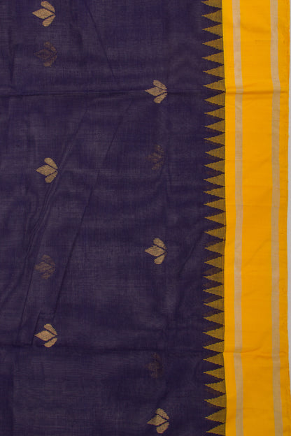 Ponduru Handspun Cotton Butta Blue Saree With Jamdani Pallu