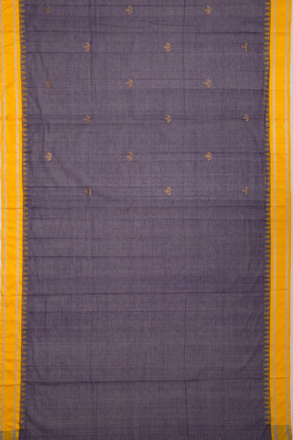 Ponduru Handspun Cotton Butta Blue Saree With Jamdani Pallu