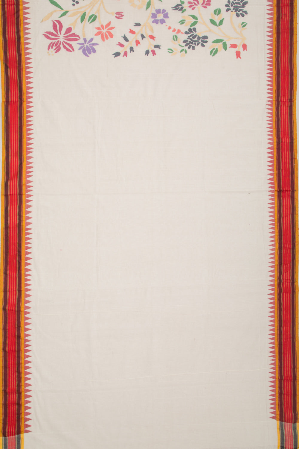 Ponduru Handspun Cotton All Over Jamdani Off White Saree
