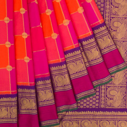 Kanchipuram Silk Checks Multicolour Saree