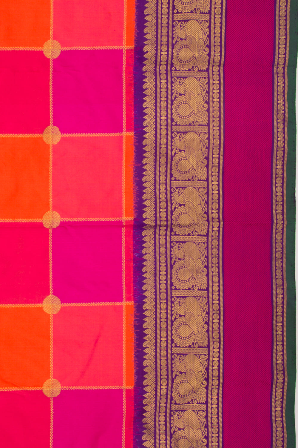 Kanchipuram Silk Checks Multicolour Saree