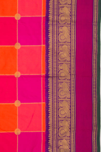 Kanchipuram Silk Checks Multicolour Saree