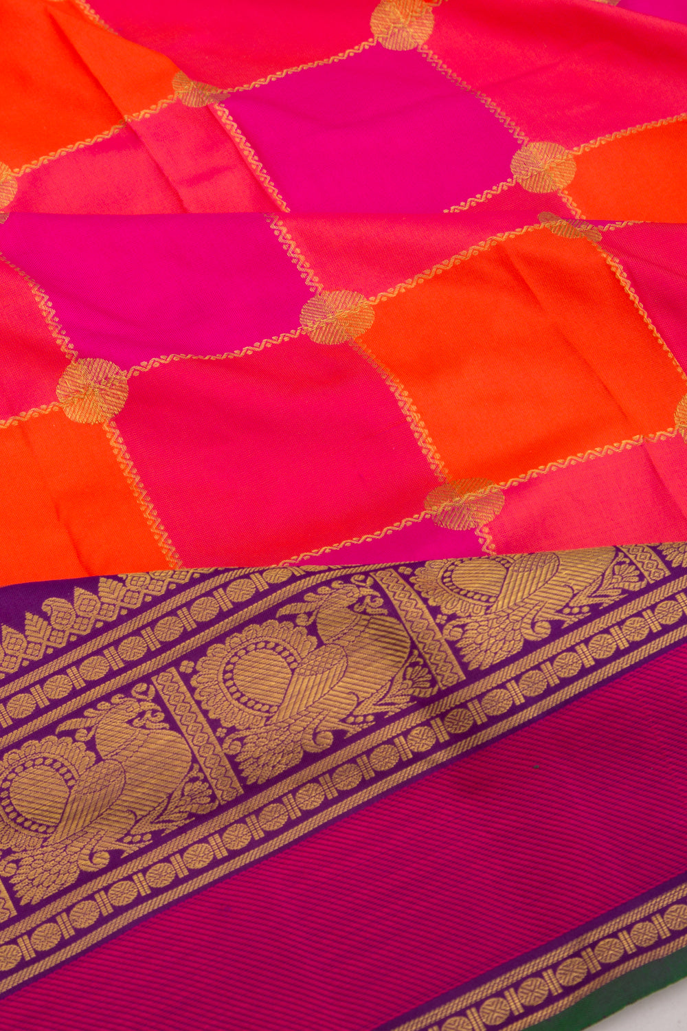 Kanchipuram Silk Checks Multicolour Saree