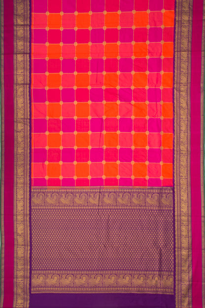 Kanchipuram Silk Checks Multicolour Saree