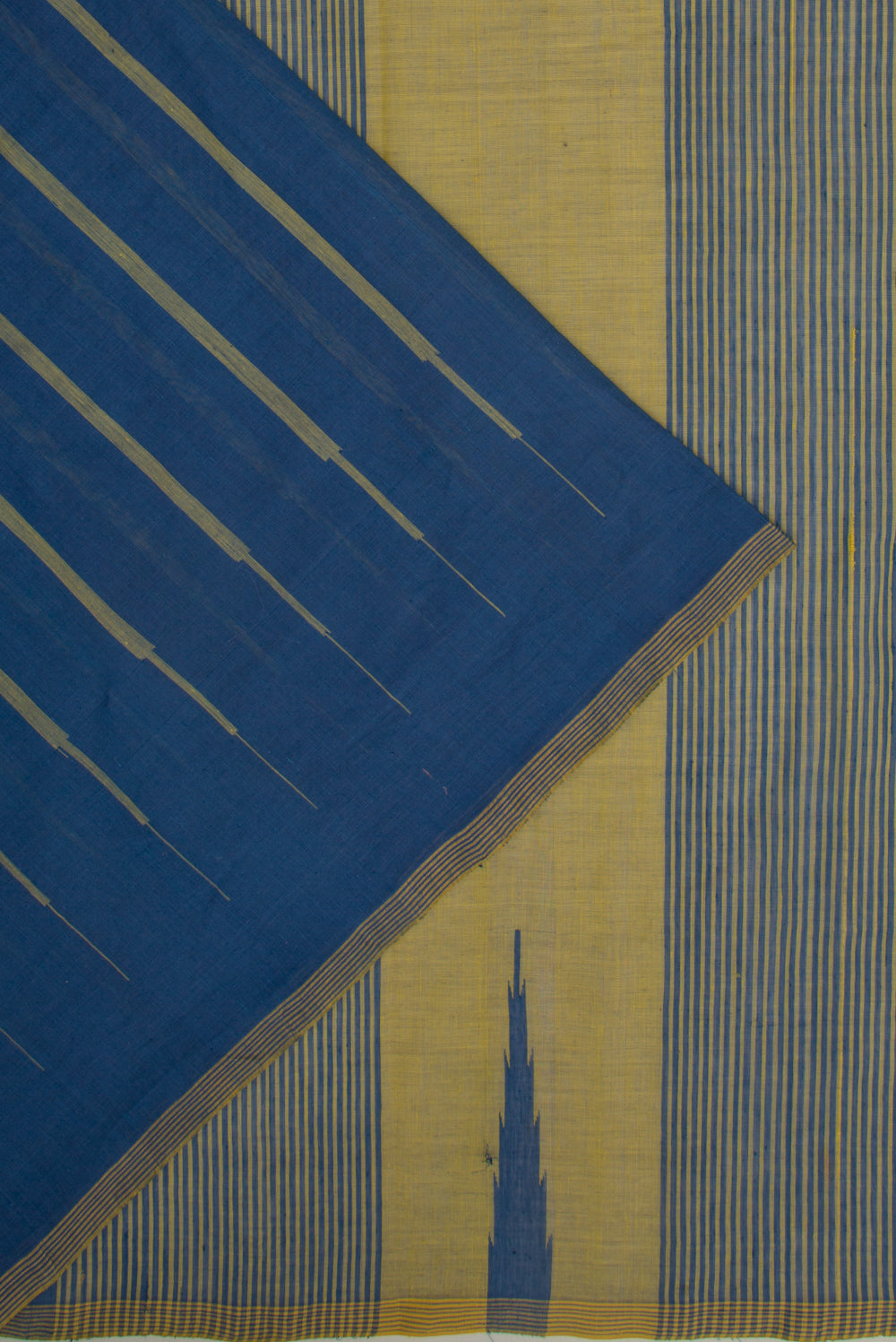 Ponduru Handspun Cotton Vertical Lines Dark Blue Saree